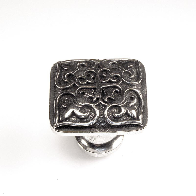 Fleur De Lis Square Knob, Vintage Pewter