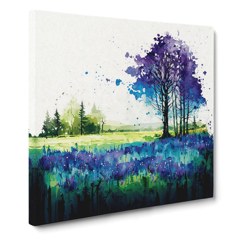 Bluebell Field Splatter Art - Print, 35cm H x 35cm W x 3cm D