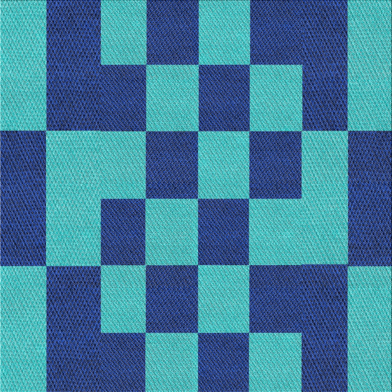 Tapis bleu/vert léger tissé à la machine, Carré 6 pi