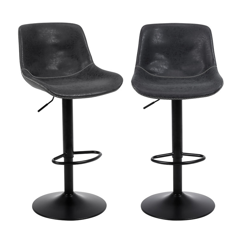 Tabouret de bar rotatif à hauteur réglable Jeninne, Noir, noir, noir, noir, 2