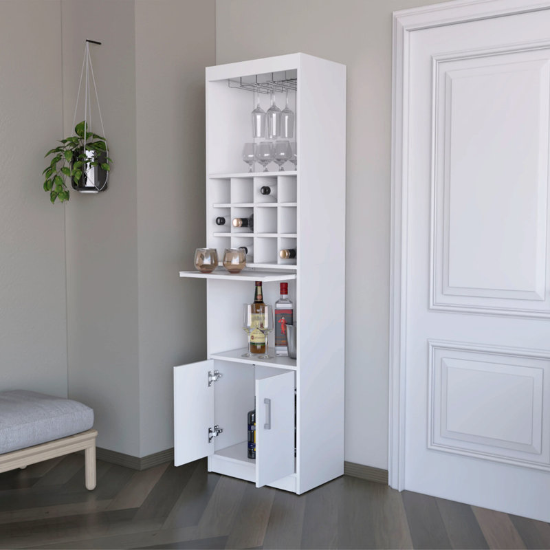 Bar avec rangement pour bouteilles de vin, Blanc