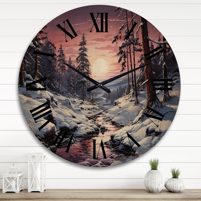 Horloge murale en bois massif Nerlan, Très grand