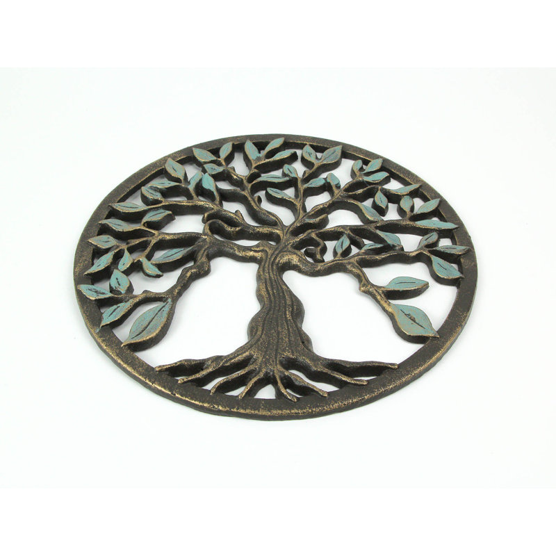 Bronze Finished Cast Iron Tree Of Life Wall Hanging 11.75"