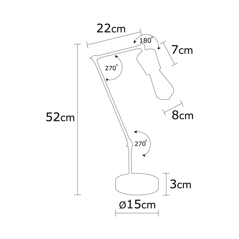 Lampe de bureau 20,47 po noir / brun Hennessy