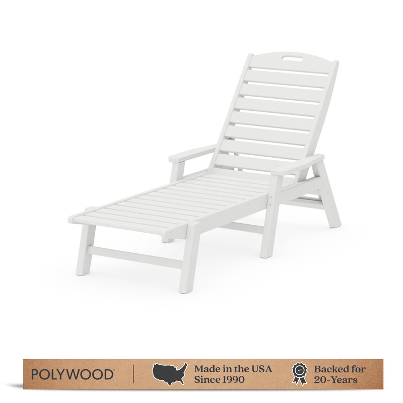 POLYWOOD Nautical Chaise with Arms, White