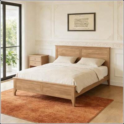 Lit plateforme moderne en bois massif avec support de lattes en bois robuste, aucun sommier requis