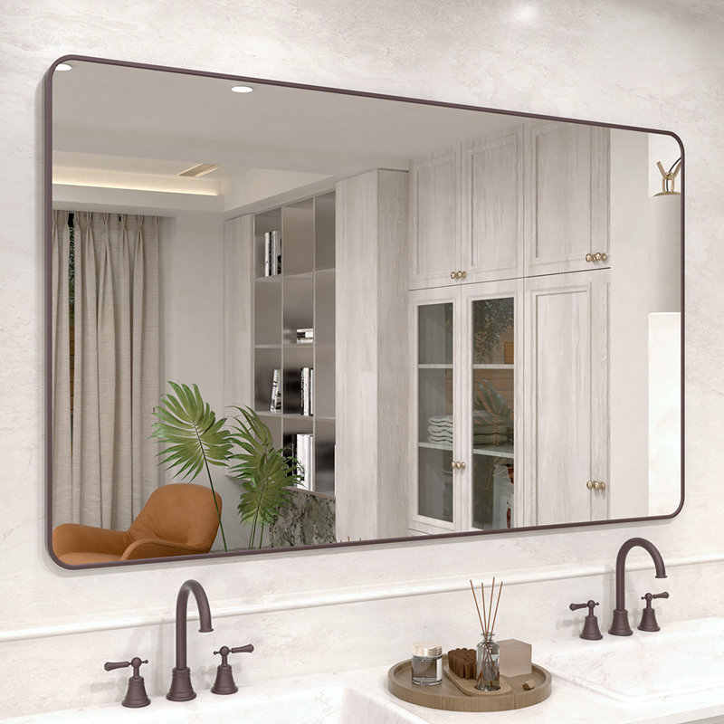 Miroir de salle de bain mural rectangulaire en bronze huilé l 60 po x H 36 po Vista, 36 po x 60 po, Bronze frotté à l'huile