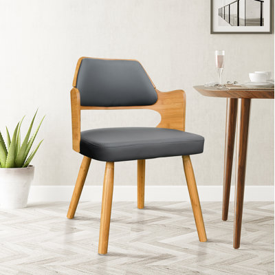 Westley 18 " H Faux Leather Upholstered Bamboo Solid Wood Parsons Chair