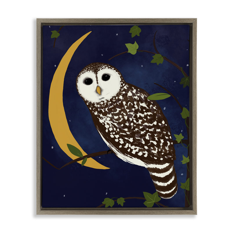  "Owl & Moon Forest", art mural par Michelle Ingari Designs, H 31 po x l 25 po, Cadre flottant orme Montalcino