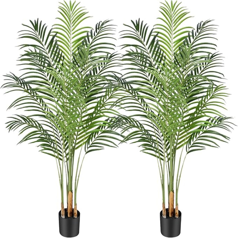 Primrue 5Ft Artificial Palm Tree Indoor Plant Tall Fake Tropical ...