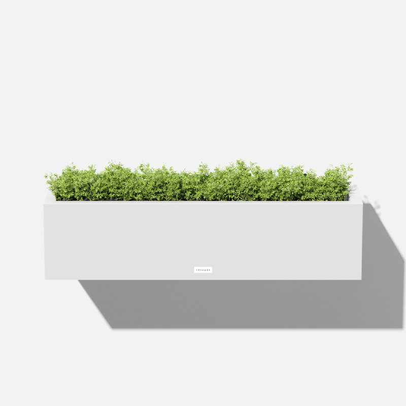 White 36" Recycled Plastic Railing Planter with Steel Brackets