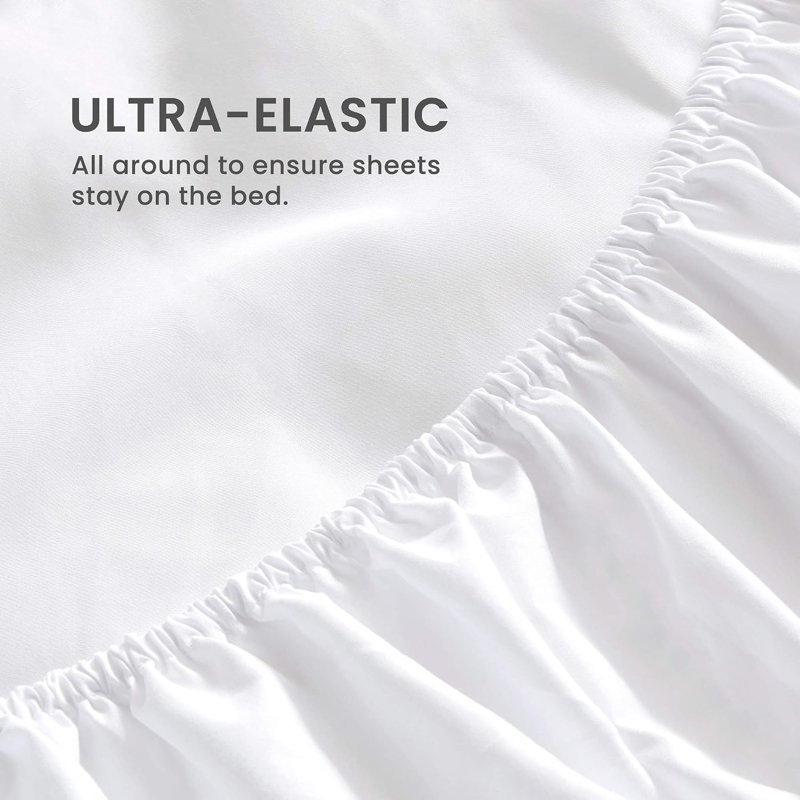 Ensemble de draps très profond en microfibre percale, Ensemble de draps pour lit simple + drap-housse et, Blanc