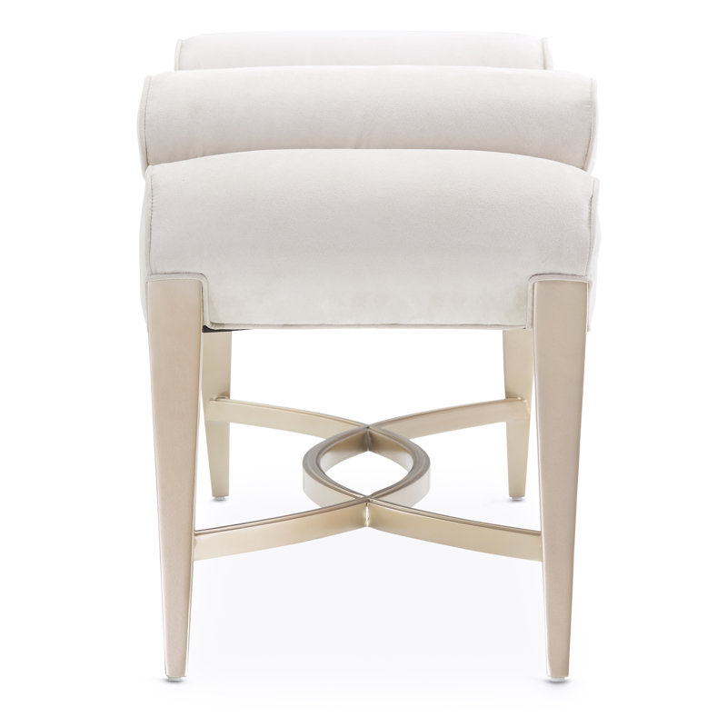 Malibu Crest Upholstered Bench, White/Chardonnay