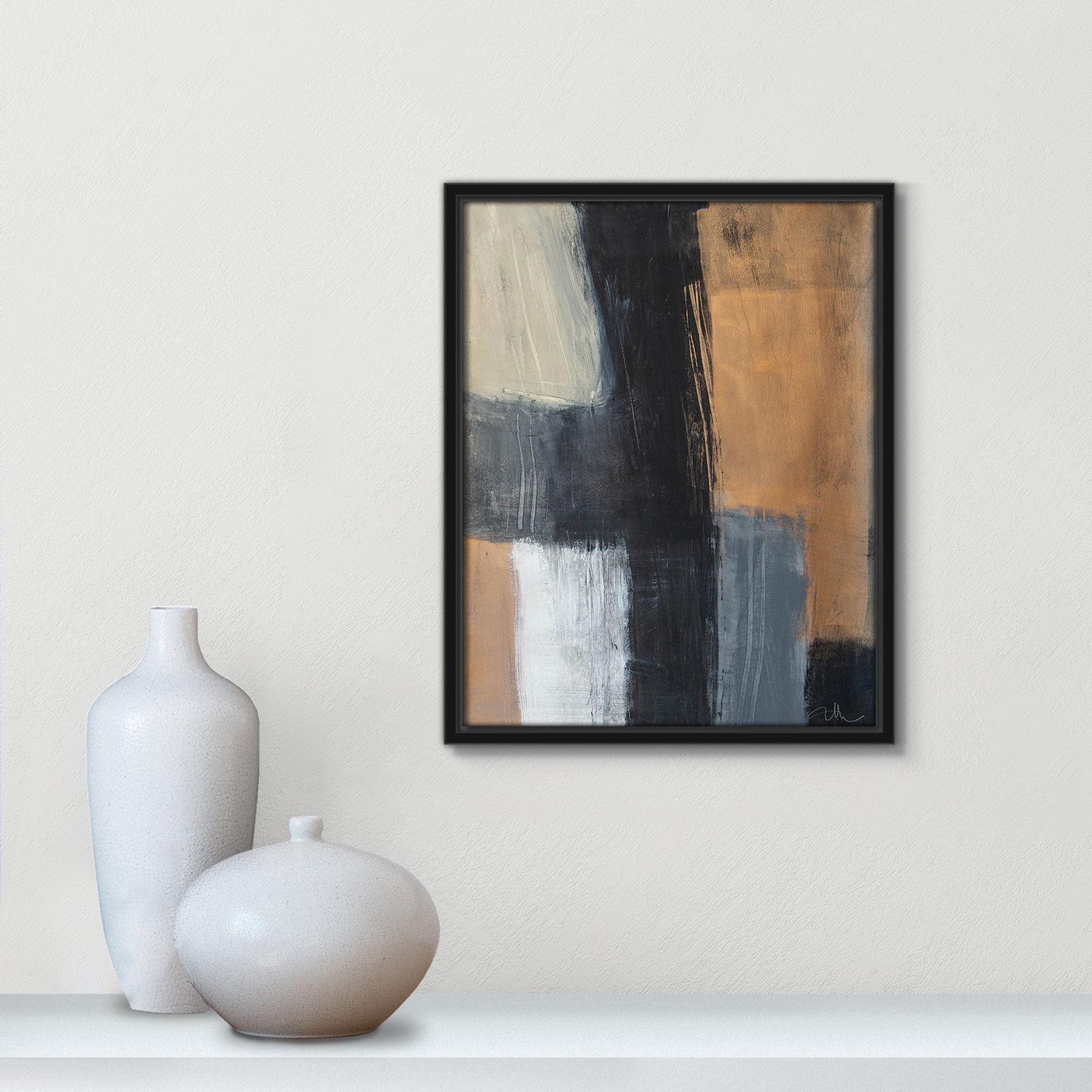 Calderon "Metallic Slate II" Print, 15.5" H x 12.5" W x 2" D, Black Floater Framed, No Mat