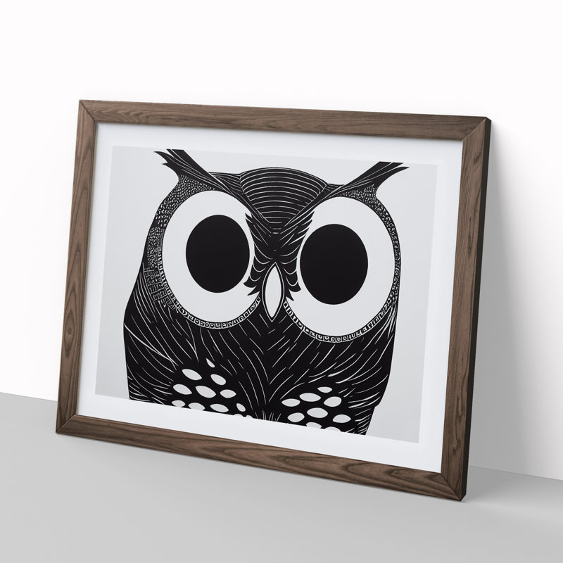 Unique Owl Art Vol.3 - Framed Print, 46cm H x 64cm W x 2cm D, Walnut