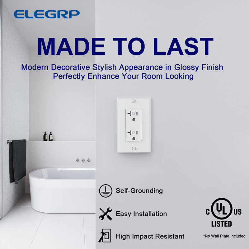 White Thermoplastic Tamper Resistant Duplex Wall Outlet Pack