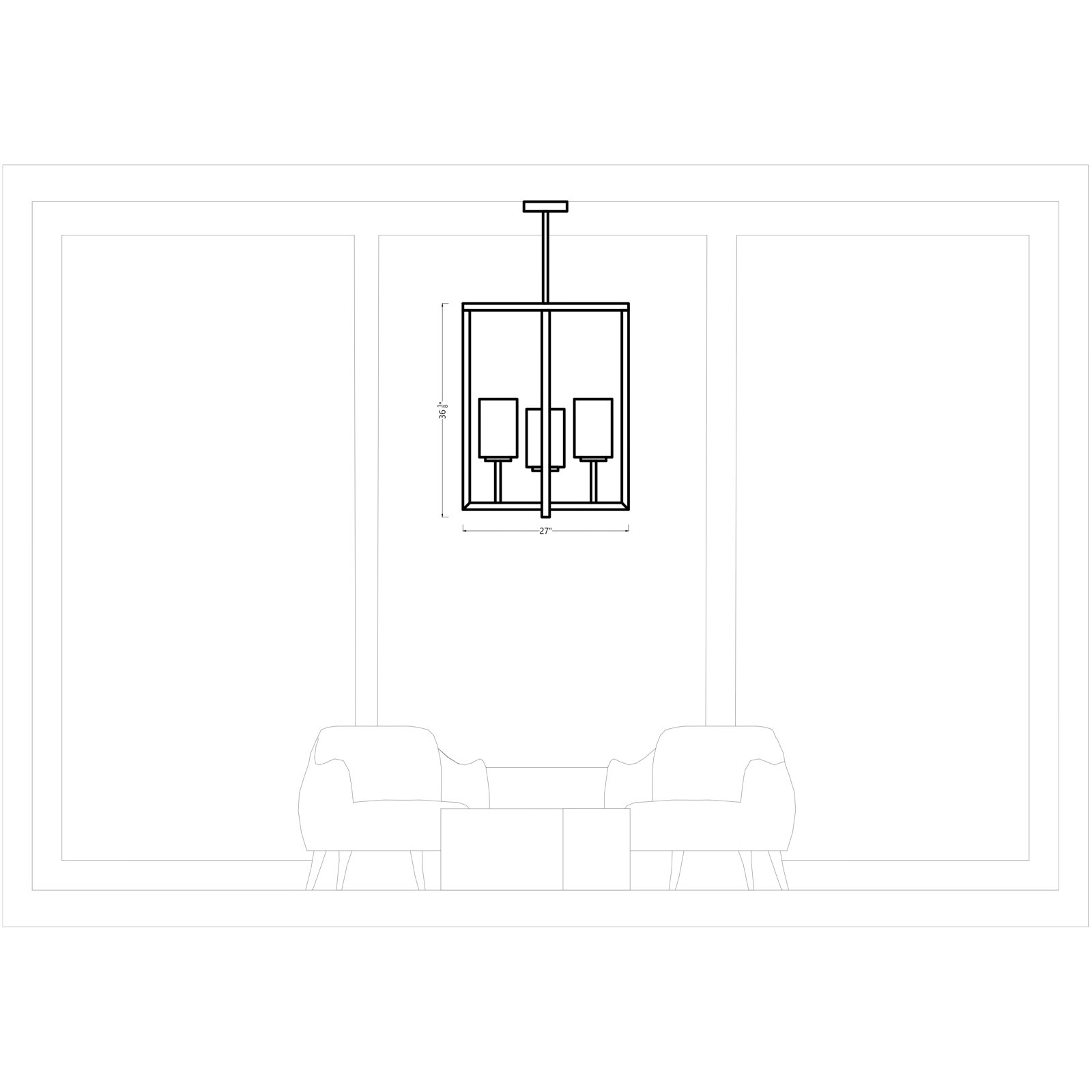 Aya 4 Light Glass Dimmable Pendant, 36.13" H x 27" W x 27" D