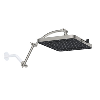 Pommeau de douche haute pression 5 jets de 33 cm (13 po) certifié CUPC avec rallonge de douche incurvée de 41 cm (16 po), noir mat