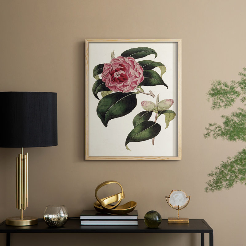 «Pink Floral Mix III», reproduction encadrée - bois massif, Naturel, H 11 po x l 9 po