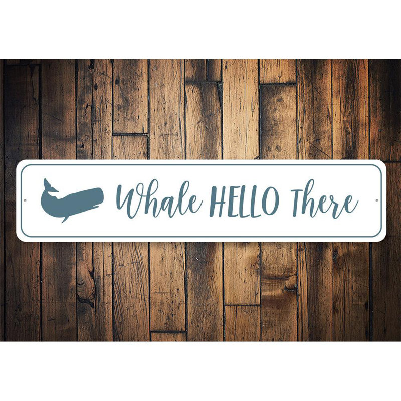 Panneau en aluminium «Whale Hello There», H 4 po x l 18 po x P 0,04 po