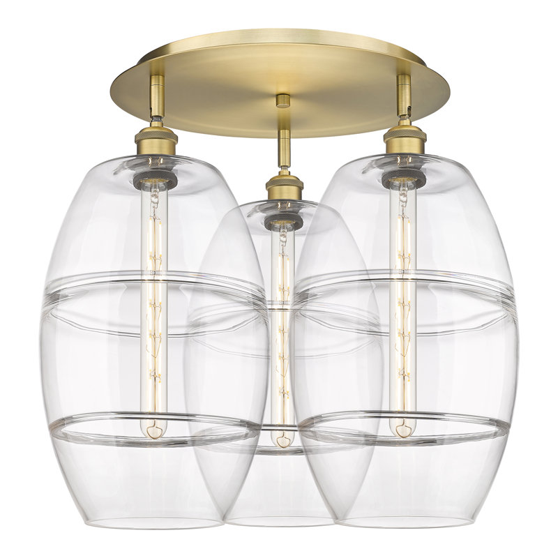 Plafonnier encastré Dundrod, Laiton brossé, H 19,5 po x l 21,75 po x P 21,75 po, Transparent