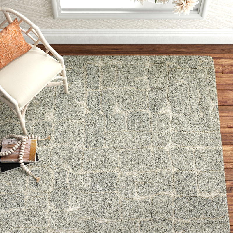 Rafe Handmade Wool Gray Area Rug, Rectangle 8' x 10'