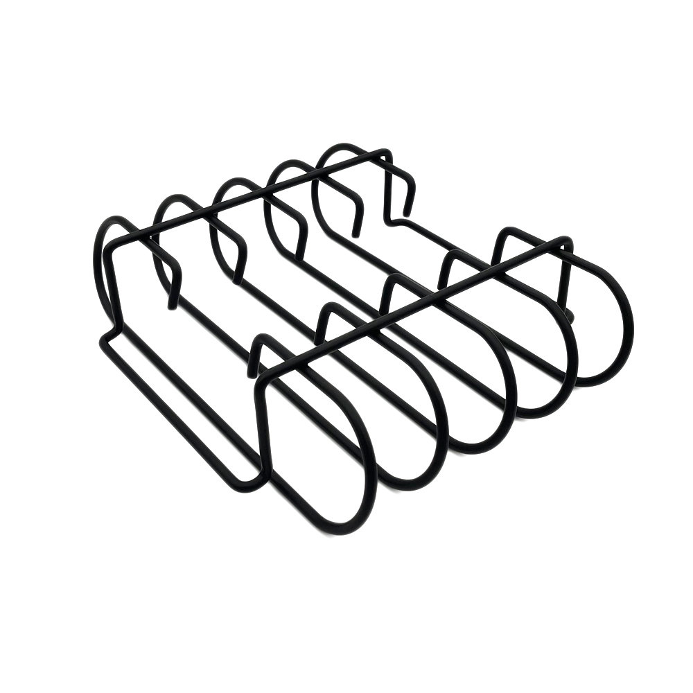 Nexgrill BBQ Rib Rack, Non-Stick Smoker Accessory for Outdoor Grilling & Cooking, Holds Up to 4 Racks of Ribs, Built-In Handles, Compatible with Grills, Smokers, and Ovens, Black - 530-0026 Nexgrill