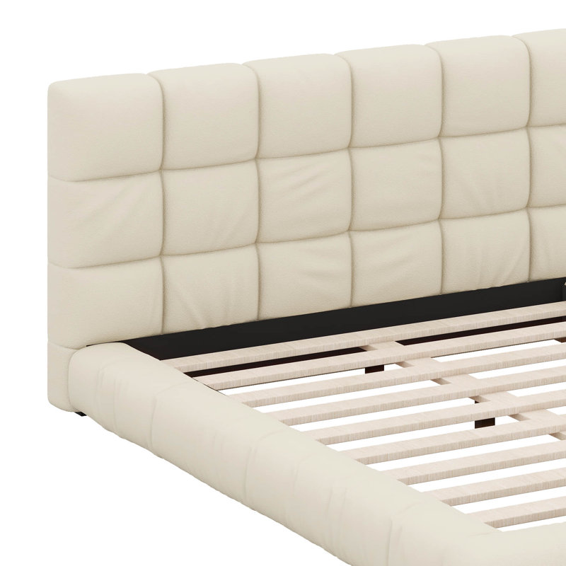 Lit moderne à profil bas avec support de lattes robuste, pas de sommier tapissier, lit moelleux de luxe pour la chambre à coucher