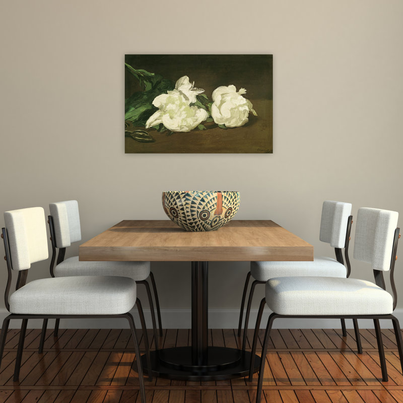 Branche de pivoines blanches et sécateurs, 1864, estampe d'art mural abstrait contemporain, H 24 po x l 36 po