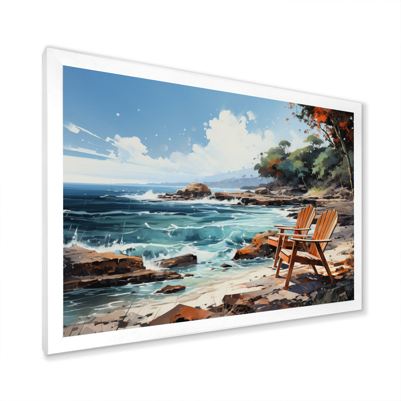 Rocky Beachside III, reproduction d'art sur toile, H 34 po x l 44 po x P 1,5 po, Cadre simple blanc