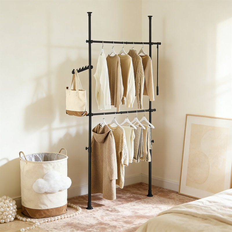 62cm Wall Mounted Clothes Rack, Black