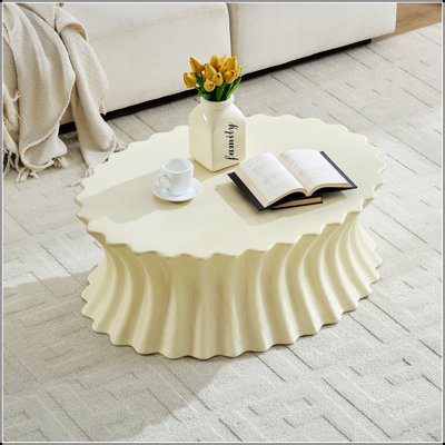 Vintage Sturdy Fiberglass Oval Coffee Table, No Assembly Required, Perfect for Living Rooms and Offices