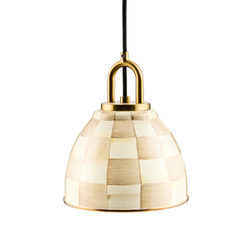 Mocha Check Dome Pendant Lamp, 8