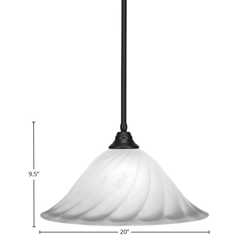Mini-luminaire suspendu à tige, Noir mat, Blanc / gris foncé