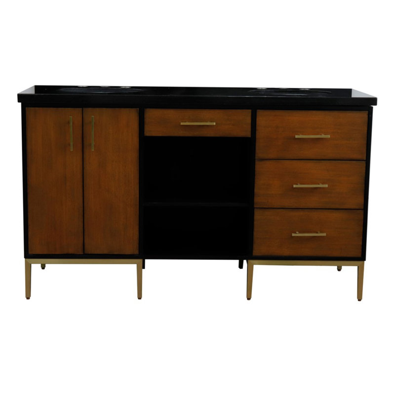 Ensemble de meuble-lavabo double 61 ", Noir