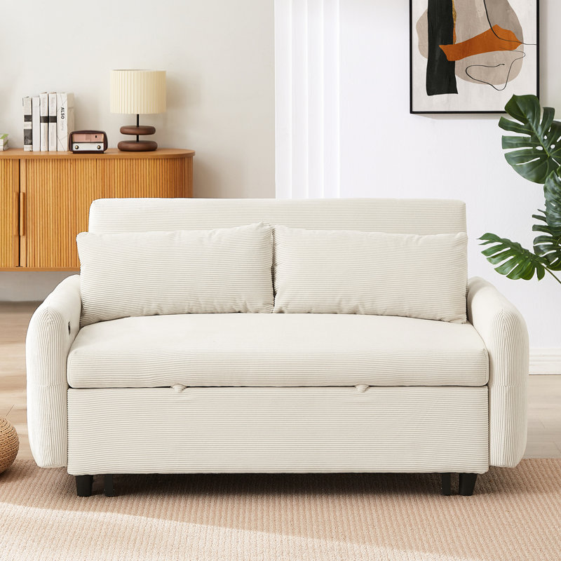 Lit 2 places beige avec structure stable et abri de salon escamotable, Beige