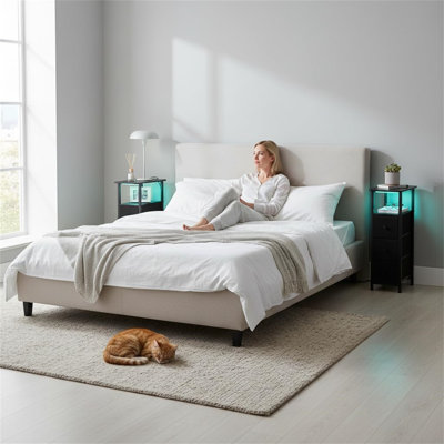 20cm W Metal Bedside Table