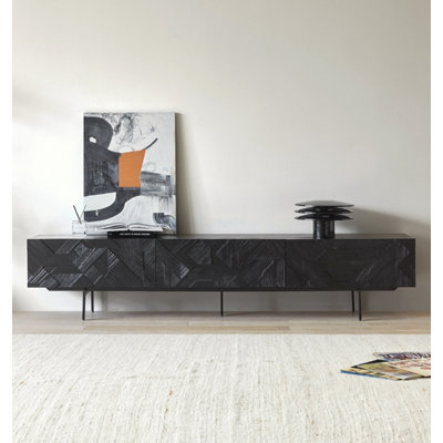 Crédence de rangement en bois massif rétro noir 78,7 po