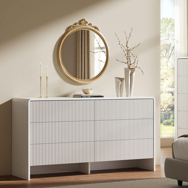 Commode 6 tiroirs 55,1 po, Blanc