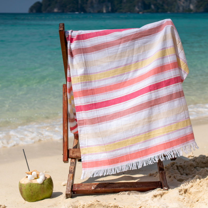 Cotton Beach Towel, Yellow/Brown/Red