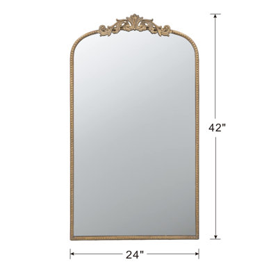 Miroir arqué doré 24 po x 42 po, décoration pour salle de bain de chambre à coucher 24 po x 42 po avec décoration murale