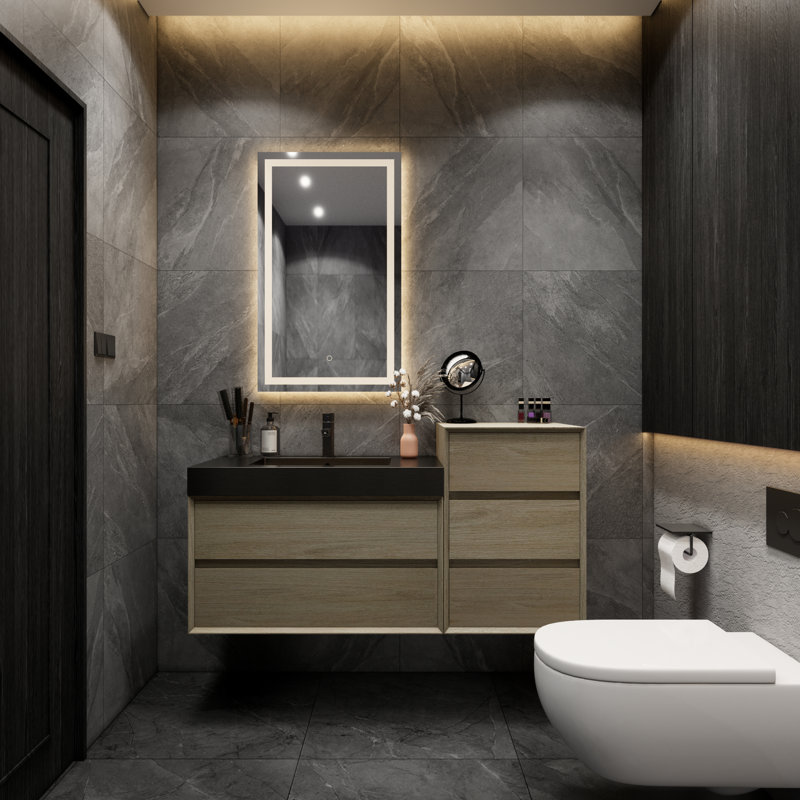 Golitz 49'' Single Bathroom Vanity with Stainless Steel Top, Coffee