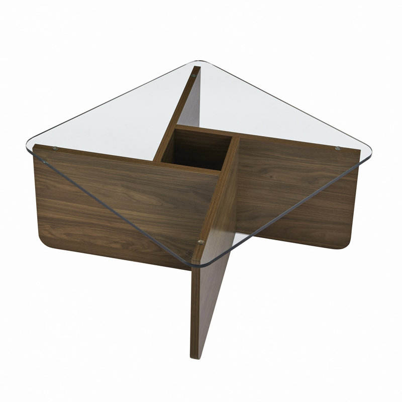 31.5 Inch Glass Coffee Table, Mid-century Modern Square Coffee Table, Living Room Wooden Coffee Table Antique Square Center Cocktail Table With Tempered Glass Top