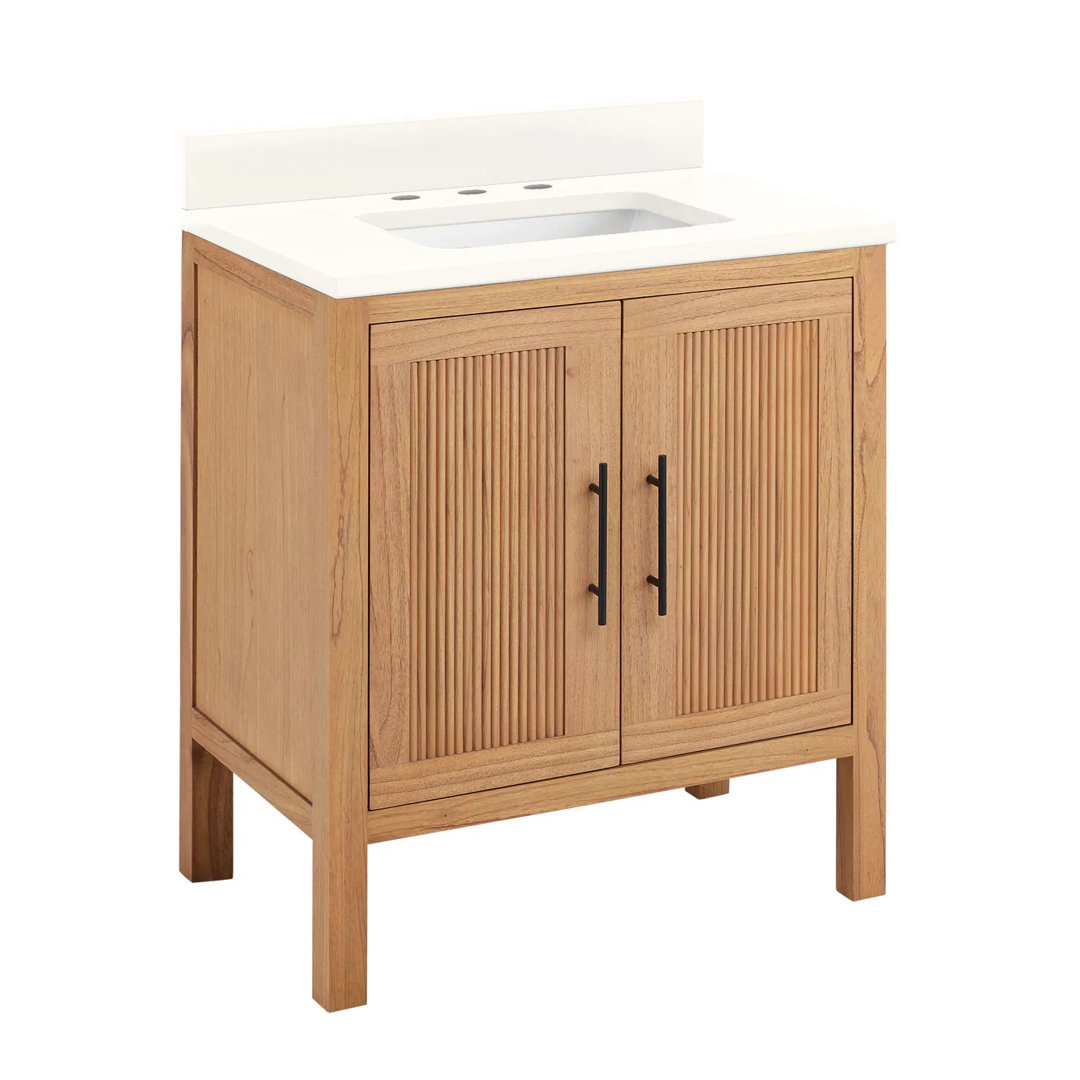 30" Ayanna Single Bathroom Vanity Set with Rectangular Undermount Sink Signature Hardware Top 