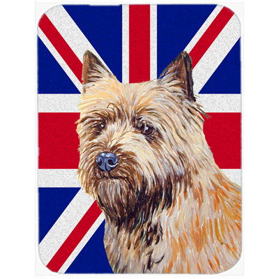 Caroline de la trésors de l’terrier avec une planche à découper en verre à drapeau anglais britannique cairn Union Jack