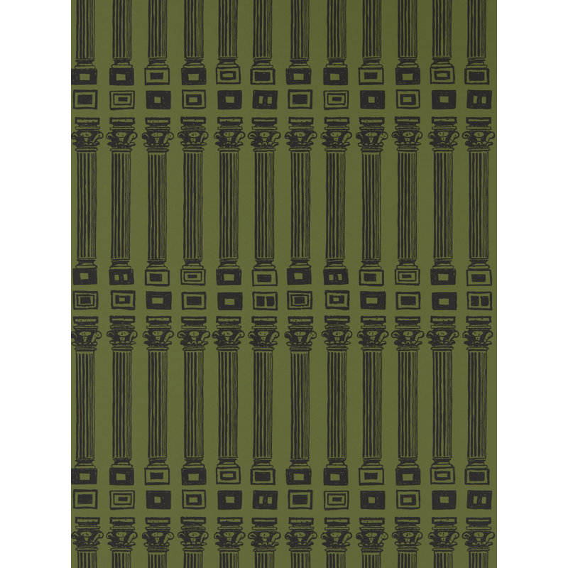 Columns Wallpaper, Olive/Bone Black