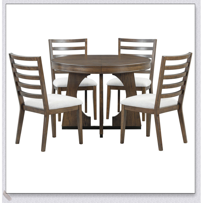 5-Piece Dining Table Set with European Classical Style, Comfortable Seating, and Space-Efficient Design for Small Dining Areas