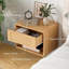 Ensemble de 2 tables de chevet cannelées, murales avec tiroir et tablette ouverte, tables de chevet modernes pour petits espaces. (Naturel)-1549915528