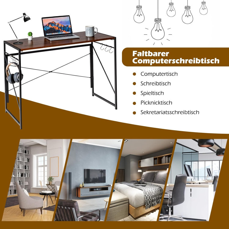 Abdisalan Rectangle 100cm L Training Table, Brown