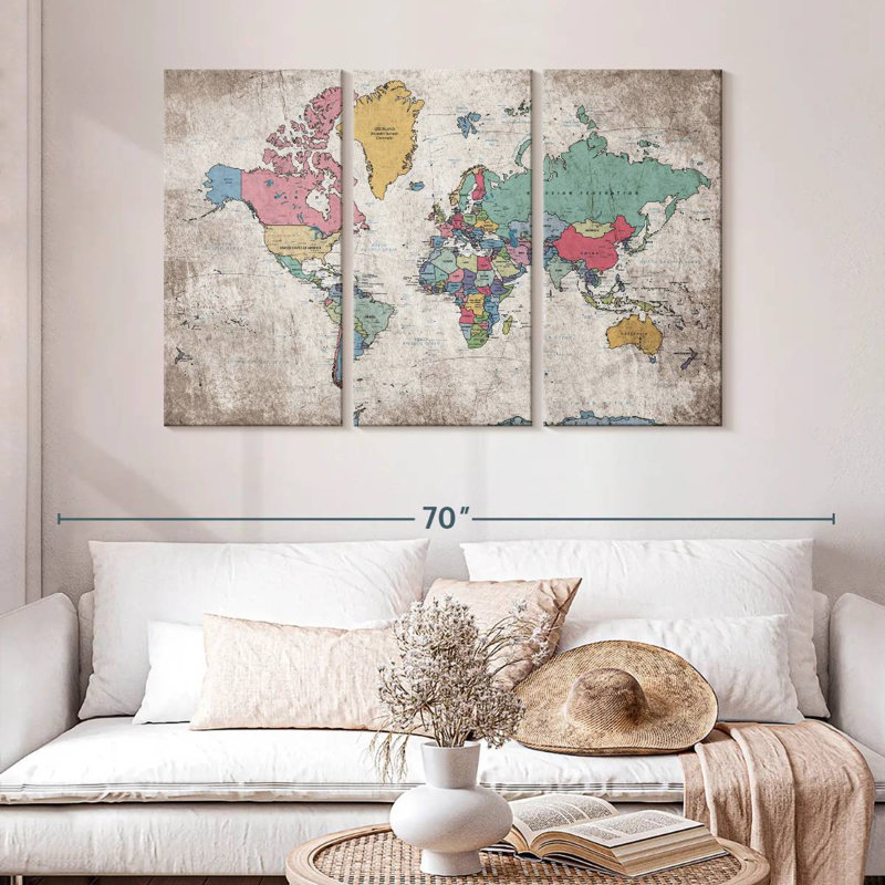 Carte du monde Keiri III, H 32 po x l 50 po